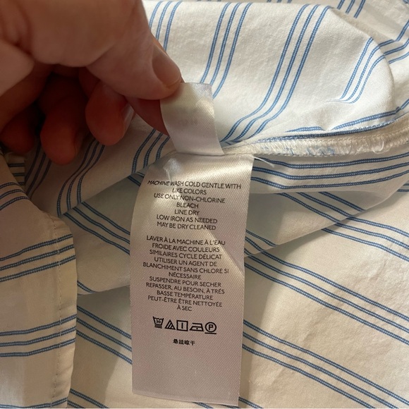 Anthropologie / Maeve / Ruffled Collar Striped Buttondown Blouse Top / size 14 - Picture 9 of 12